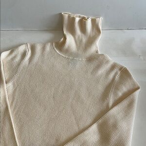 INC vintage Cream Ribbed Turtleneck Size XL